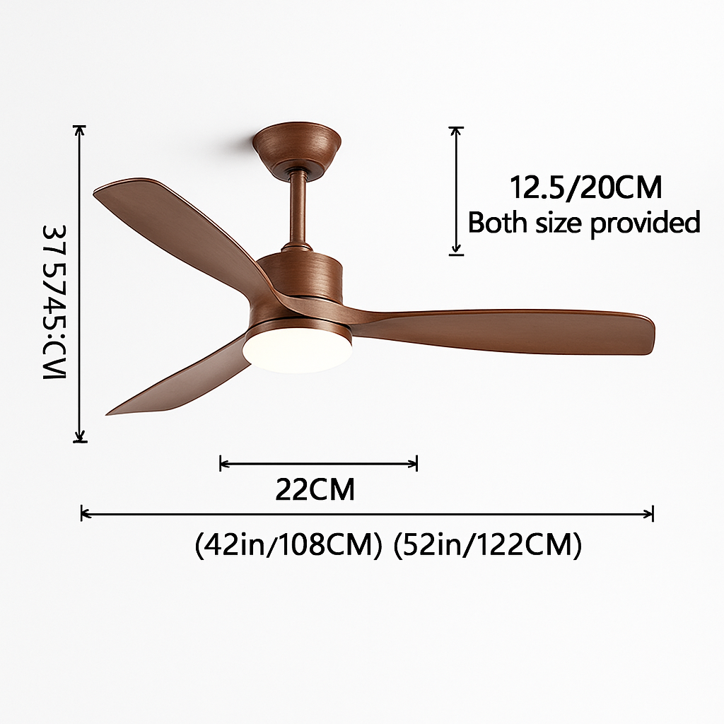 ventilateur de plafond en bois lumineux avec télécommande