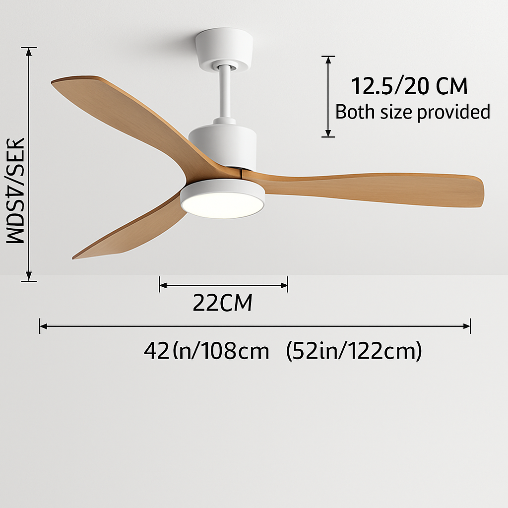 ventilateur de plafond en bois lumineux avec télécommande