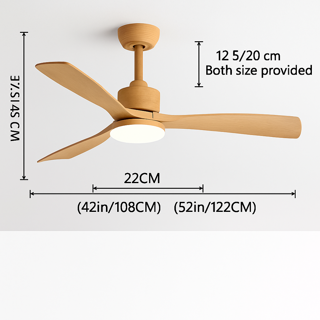 ventilateur de plafond en bois lumineux avec télécommande