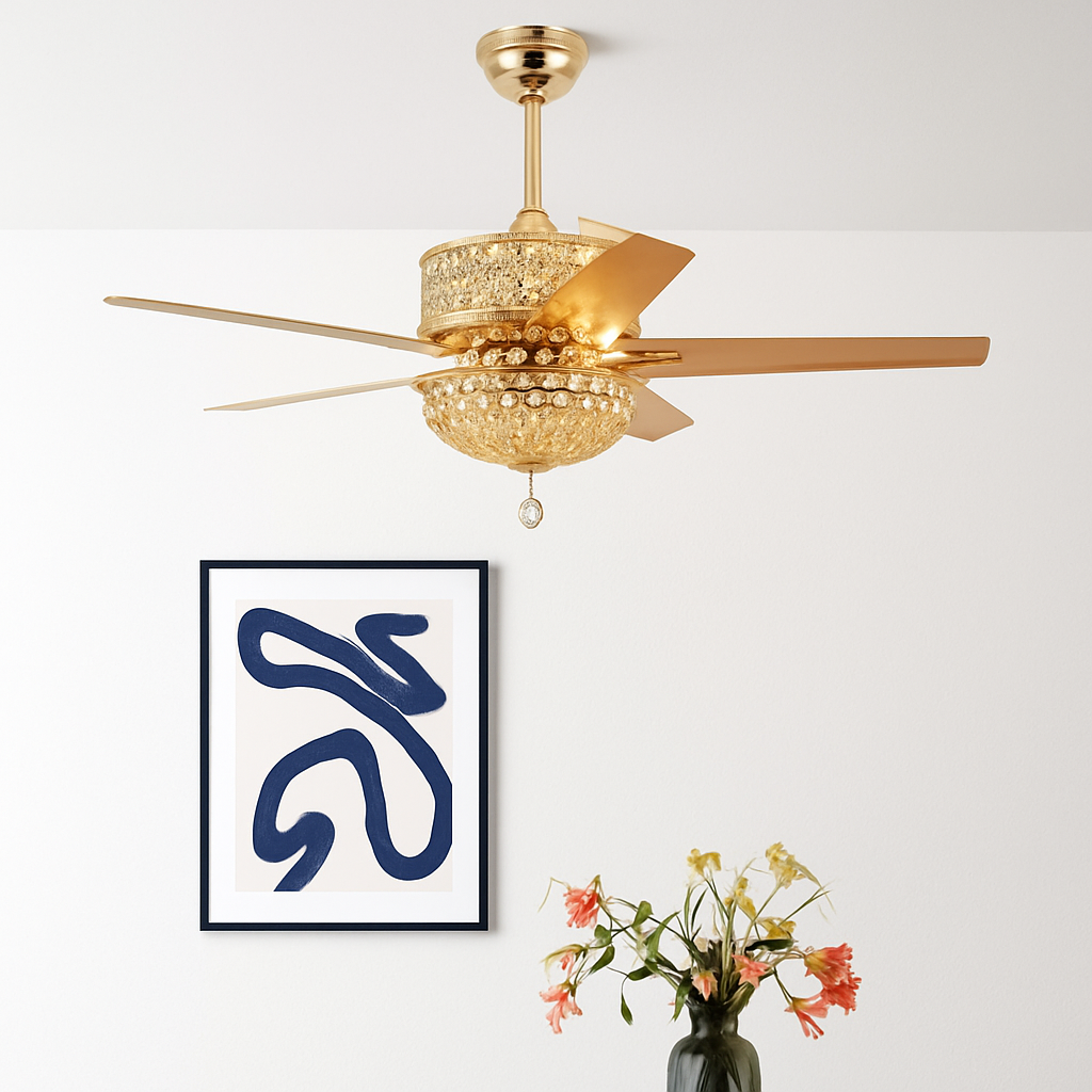 ventilateur de plafond en cristal avec télécommande et lumières