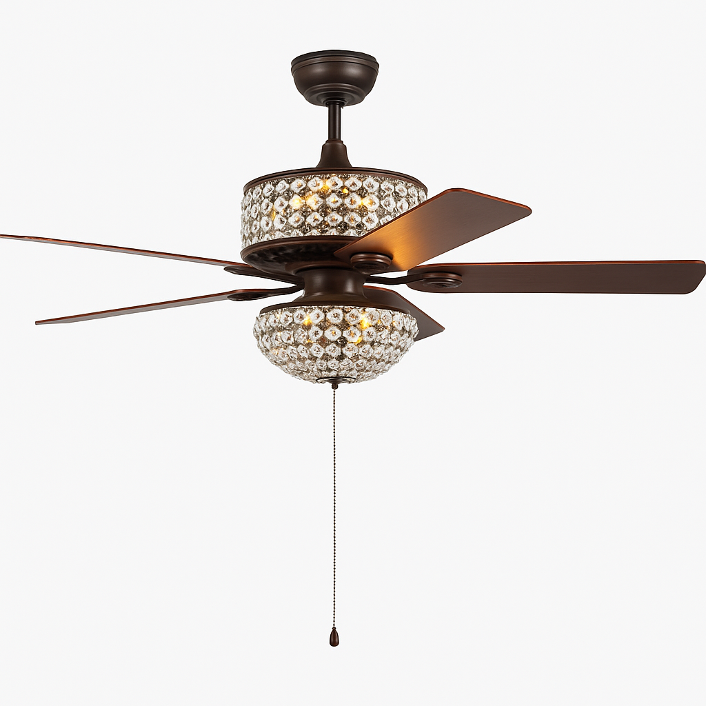 ventilateur de plafond en cristal avec télécommande et lumières