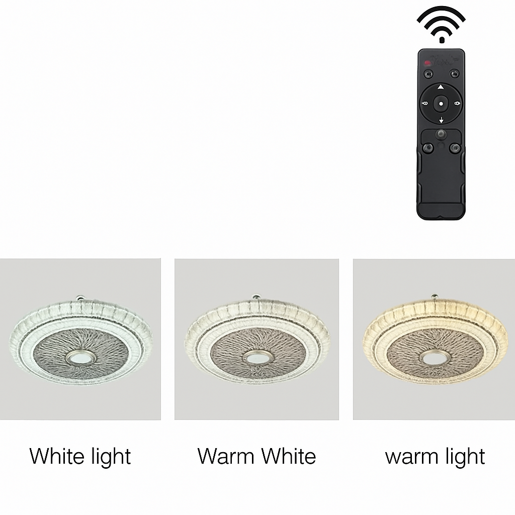 ventilateur de plafond en cristal moderne avec lumière et télécommande