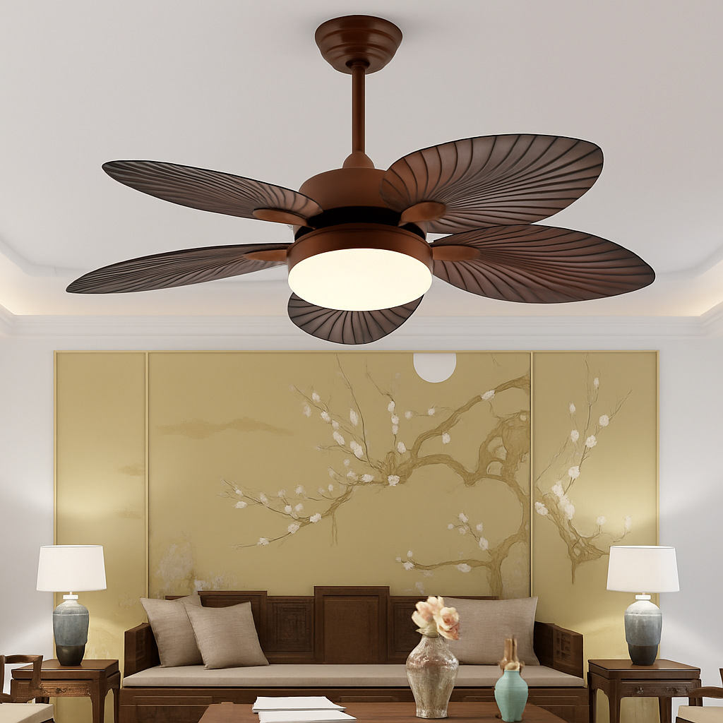 ventilateur de plafond industriel avec lampe japonaise rétro