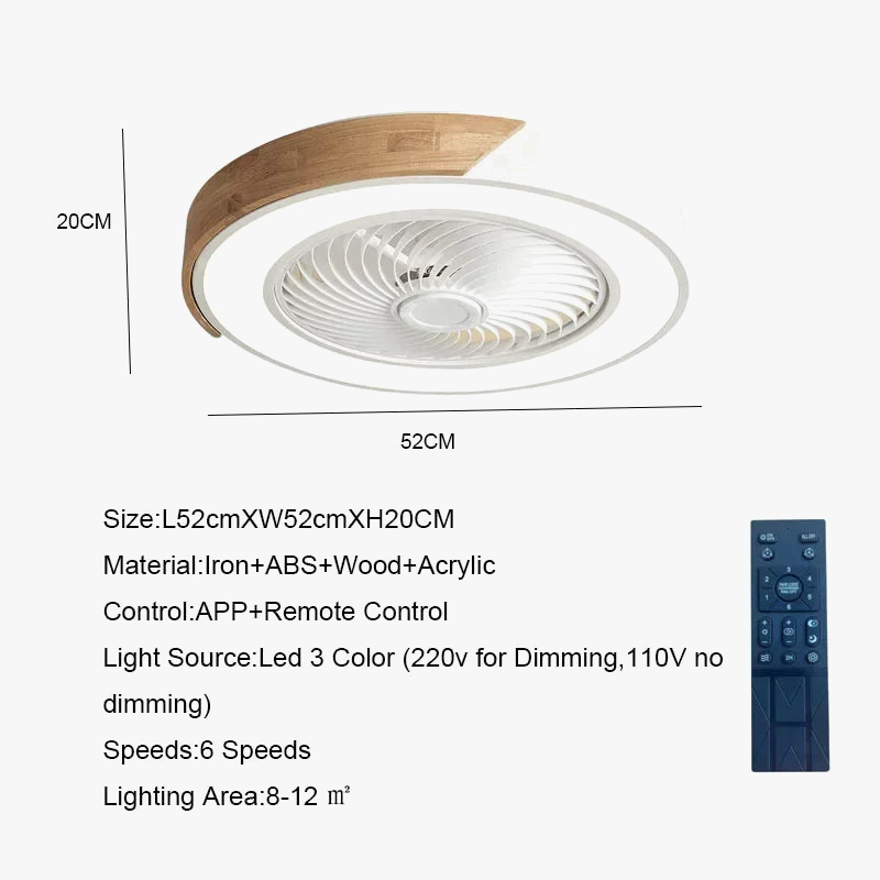 ventilateur de plafond intelligent avec lumière et pales réversibles 6 vitesses