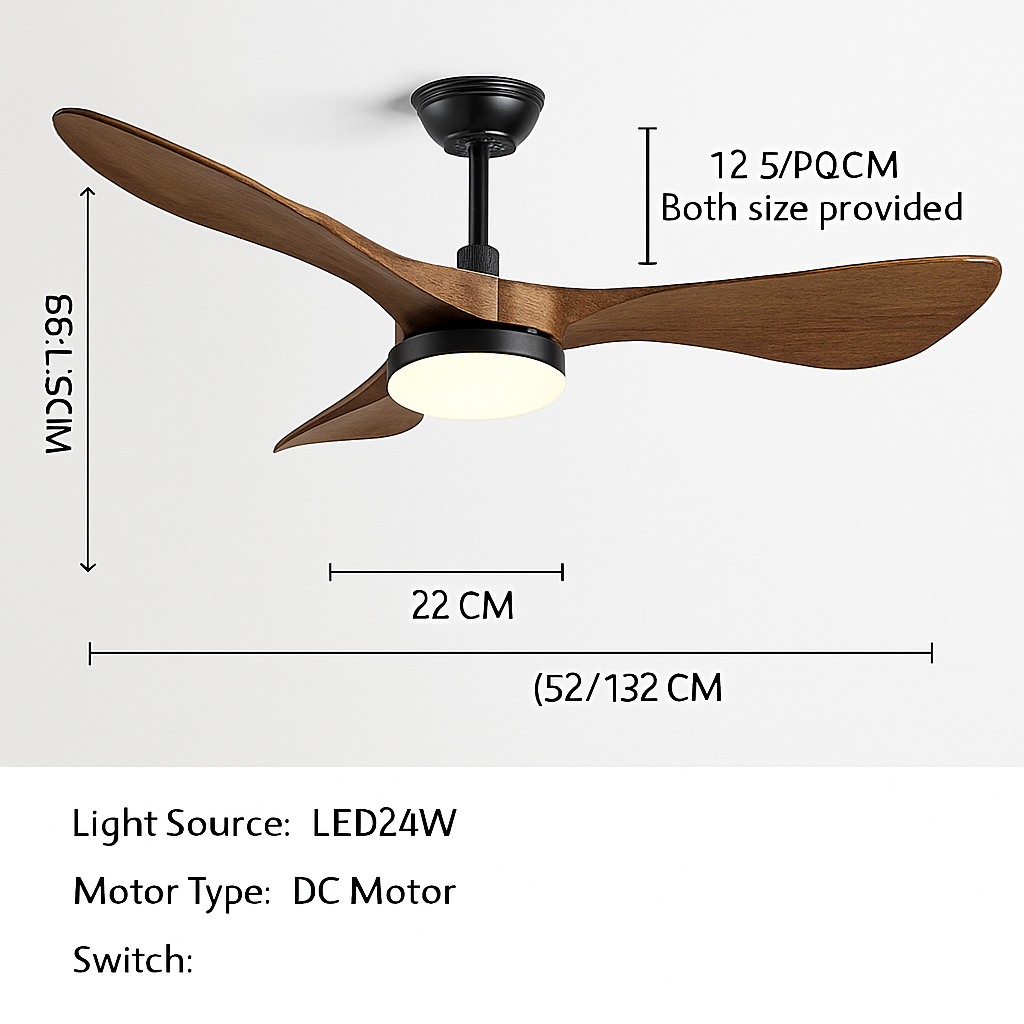 ventilateur de plafond électrique avec lumière et contrôle