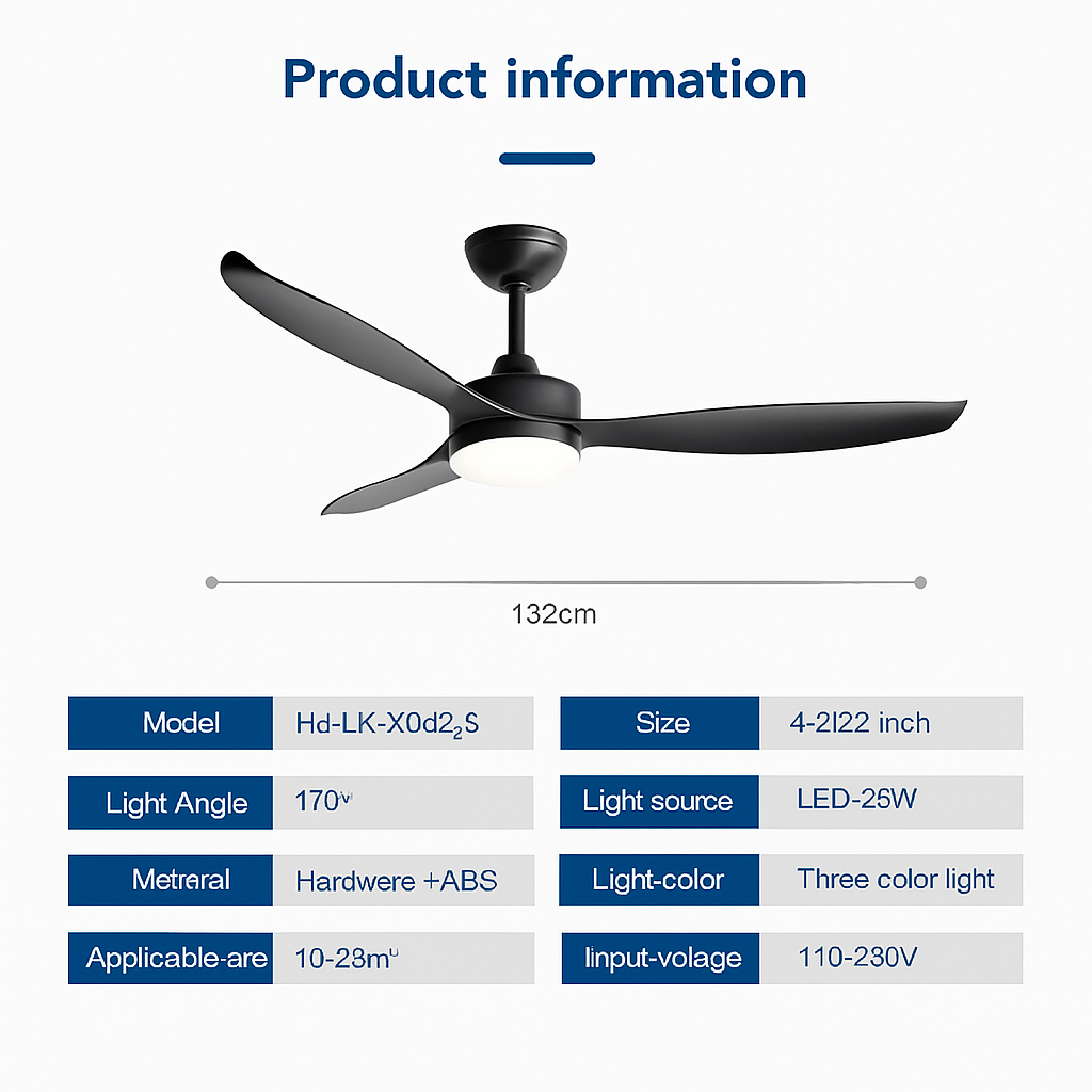 ventilateur de plafond led moderne avec télécommande et lumière