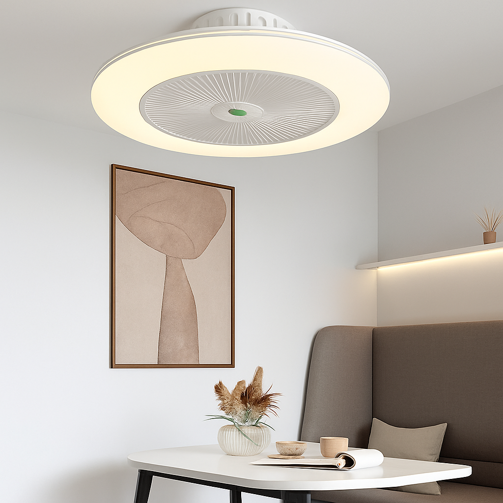 ventilateur de plafond led moderne avec télécommande et lustre