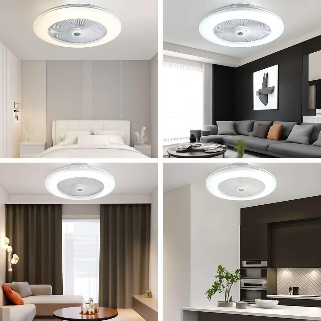 ventilateur de plafond led moderne avec télécommande et lustre