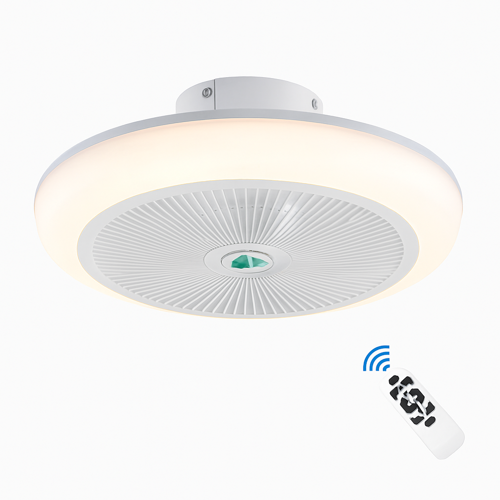 ventilateur de plafond led moderne avec télécommande et lustre