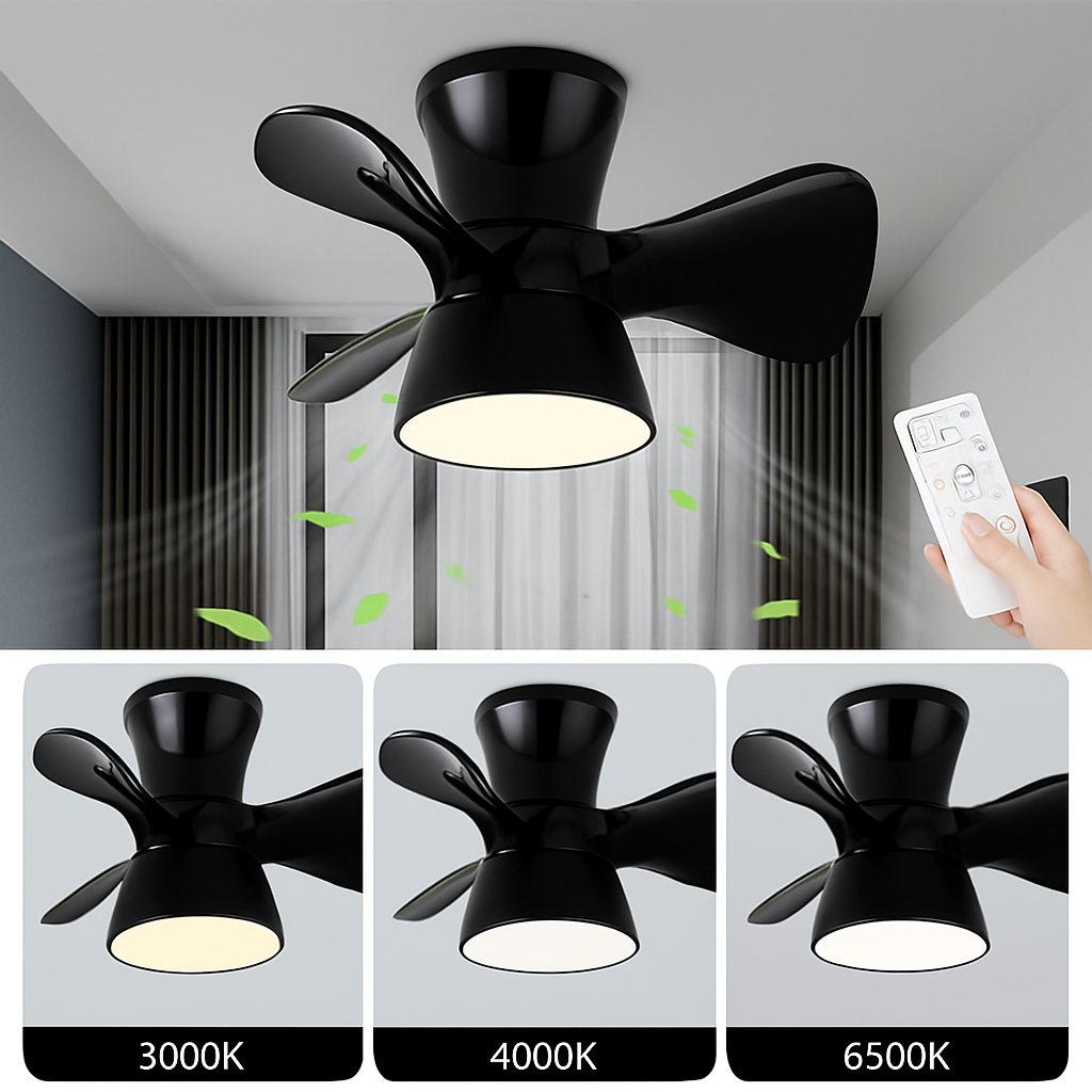 ventilateur de plafond lumineux avec télécommande et 6 vitesses