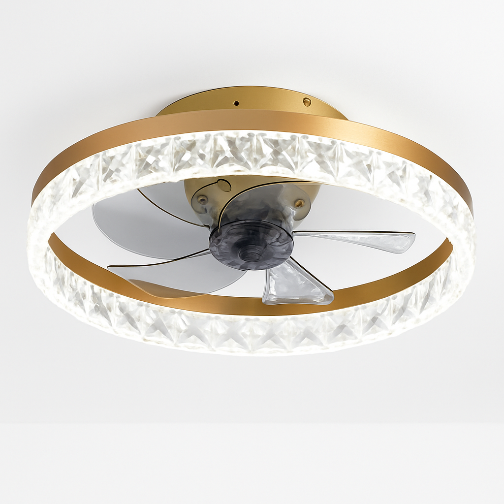 ventilateur de plafond minimaliste avec lumière cristal led télécommande