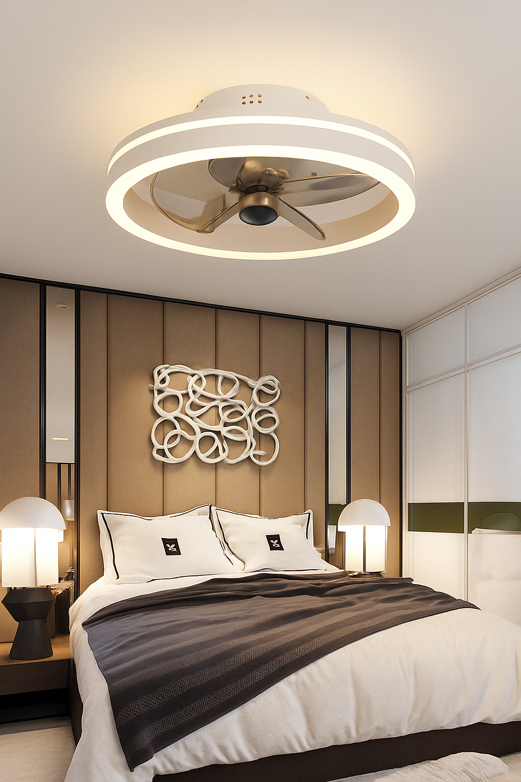 ventilateur de plafond minimaliste avec lumière cristal led télécommande