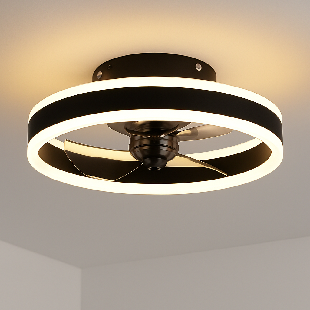 ventilateur de plafond minimaliste avec lumière cristal led télécommande