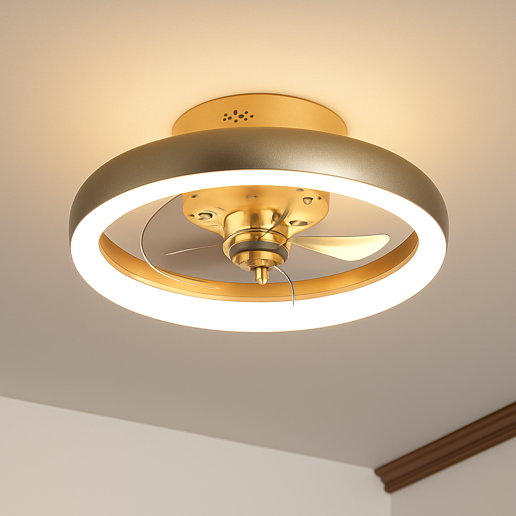 ventilateur de plafond minimaliste avec lumière cristal led télécommande