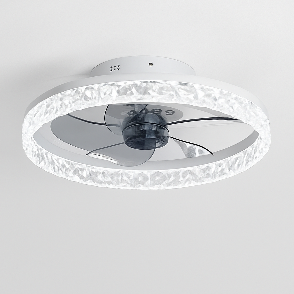 ventilateur de plafond minimaliste avec lumière cristal led télécommande