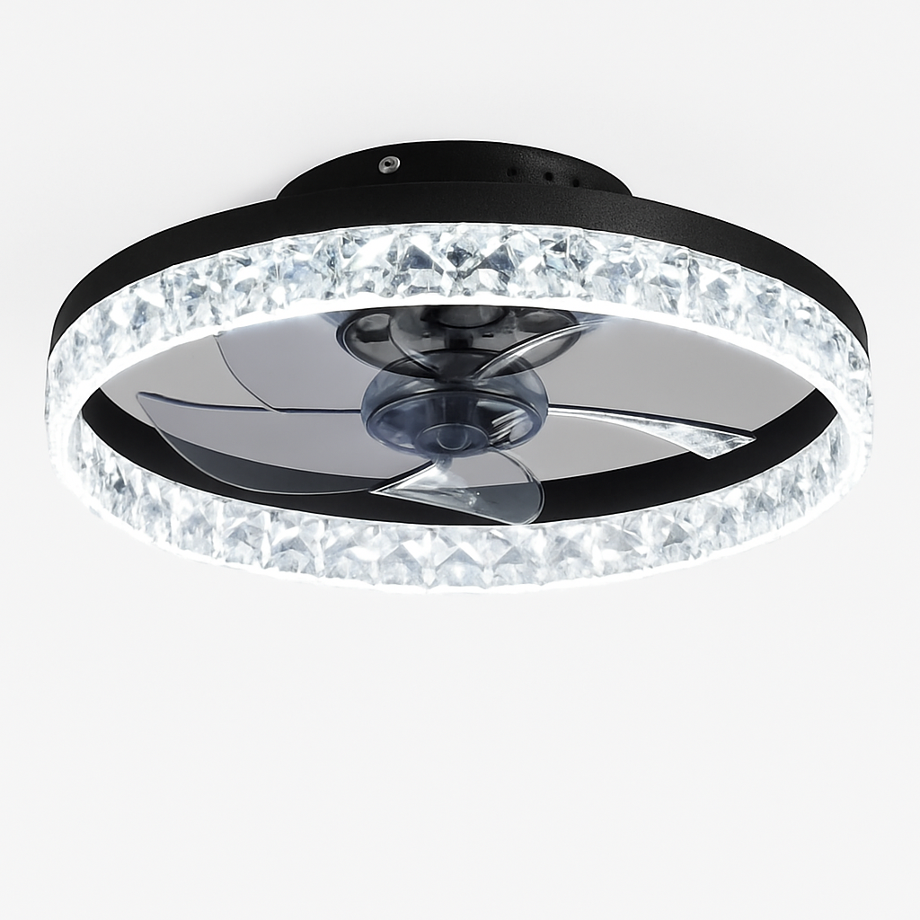 ventilateur de plafond minimaliste avec lumière cristal led télécommande