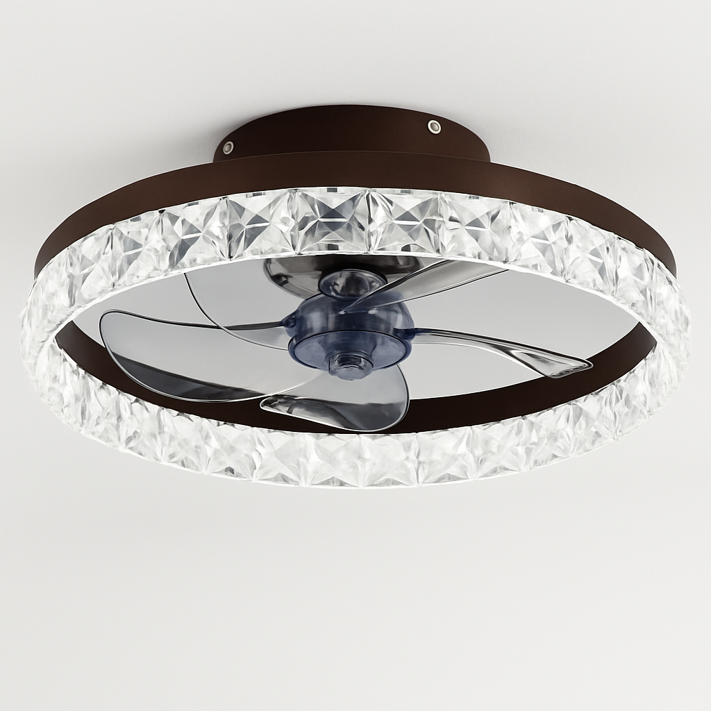 ventilateur de plafond minimaliste avec lumière cristal led télécommande