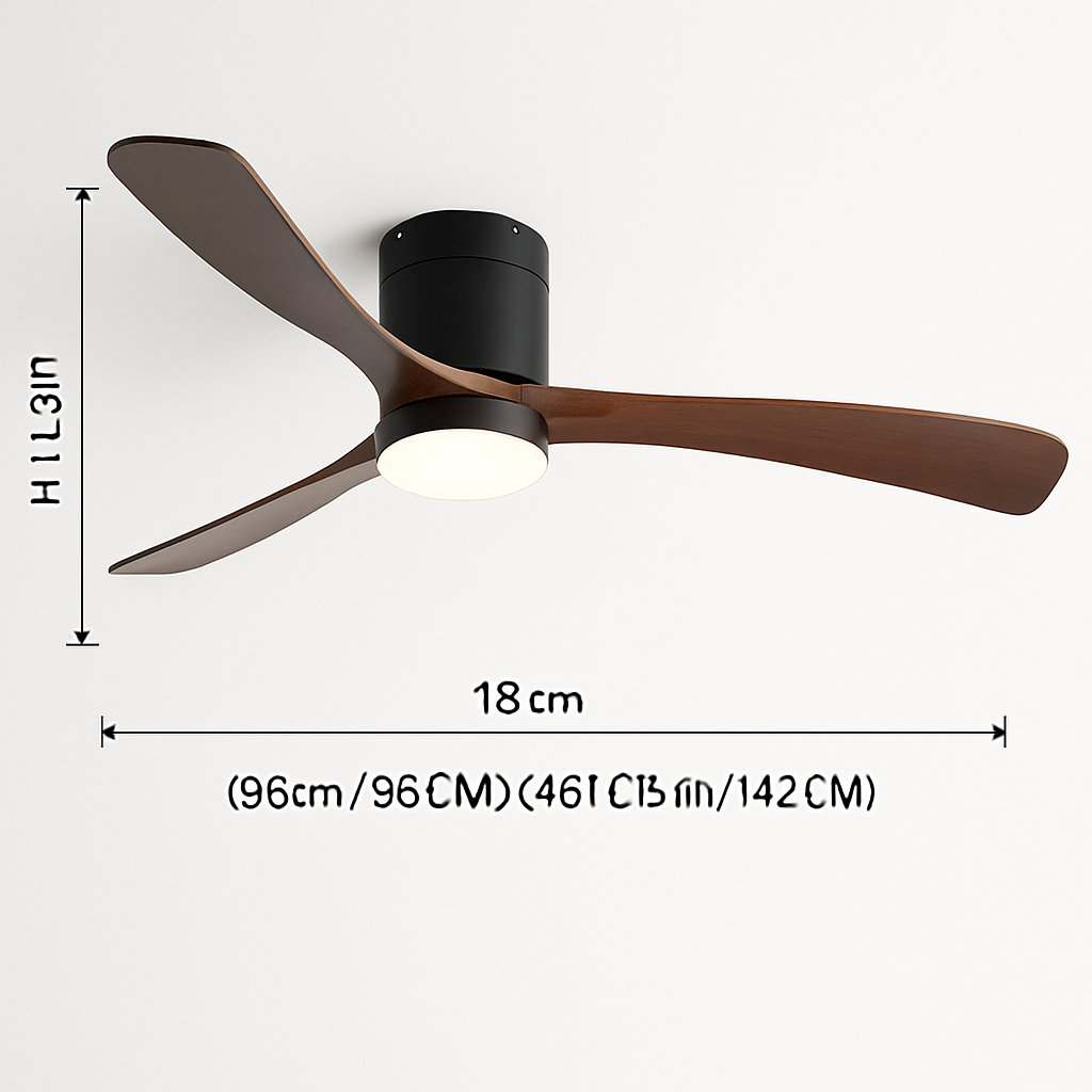 ventilateur de plafond moderne abs noir avec led et télécommande