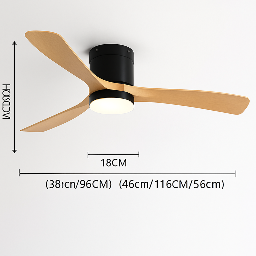 ventilateur de plafond moderne abs noir avec led et télécommande