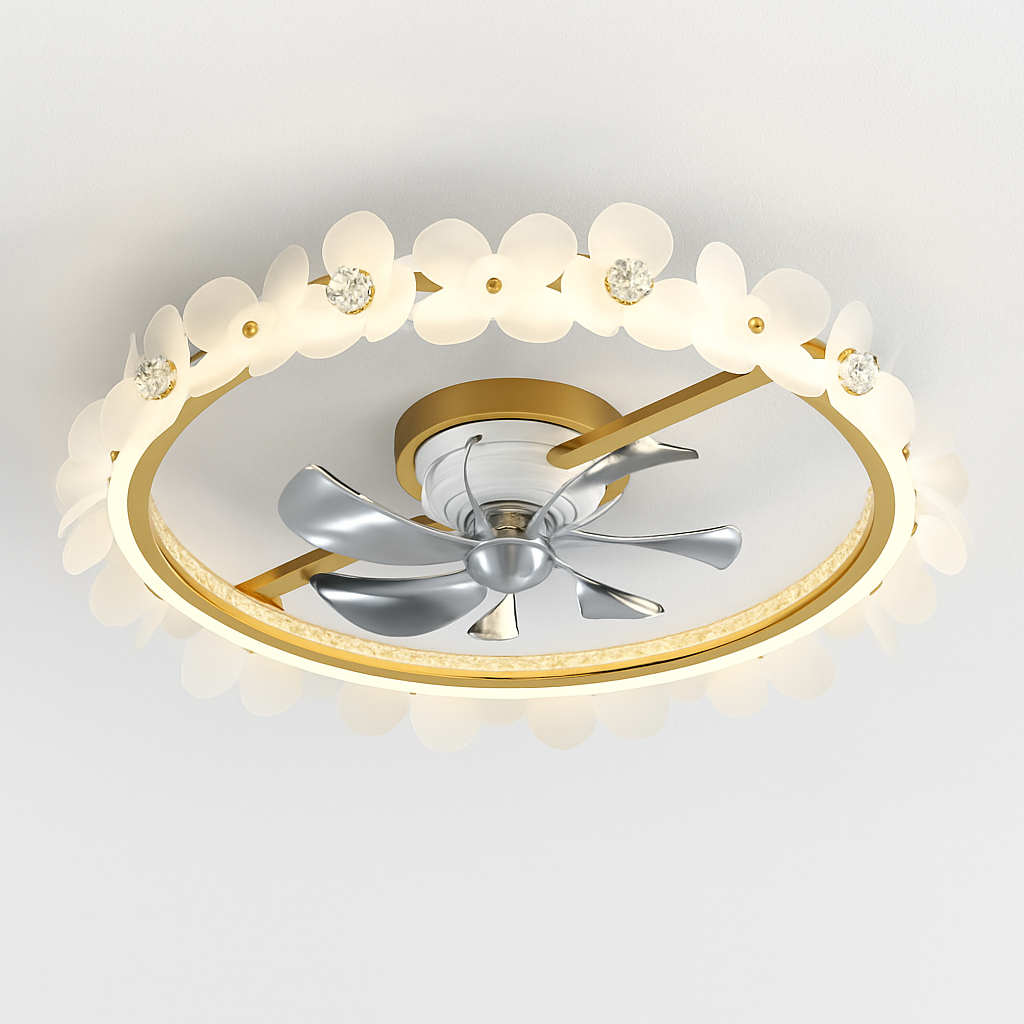 ventilateur de plafond moderne avec lumière et contrôle intelligent