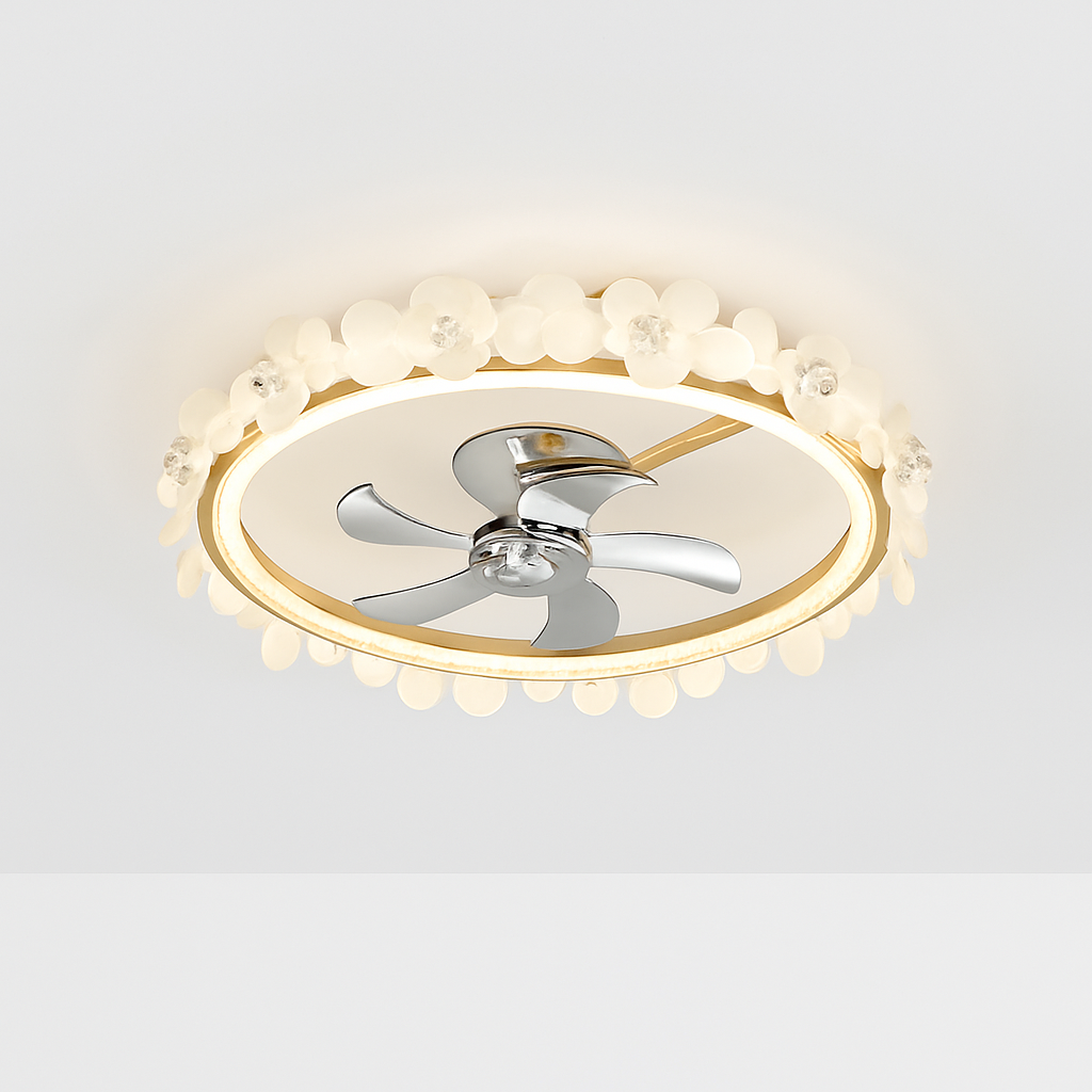 ventilateur de plafond moderne avec lumière et contrôle intelligent