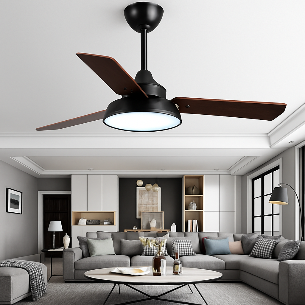 ventilateur de plafond moderne avec lumière et télécommande
