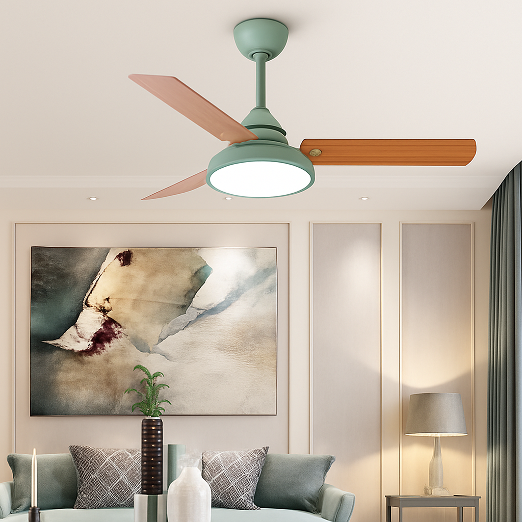 ventilateur de plafond moderne avec lumière et télécommande