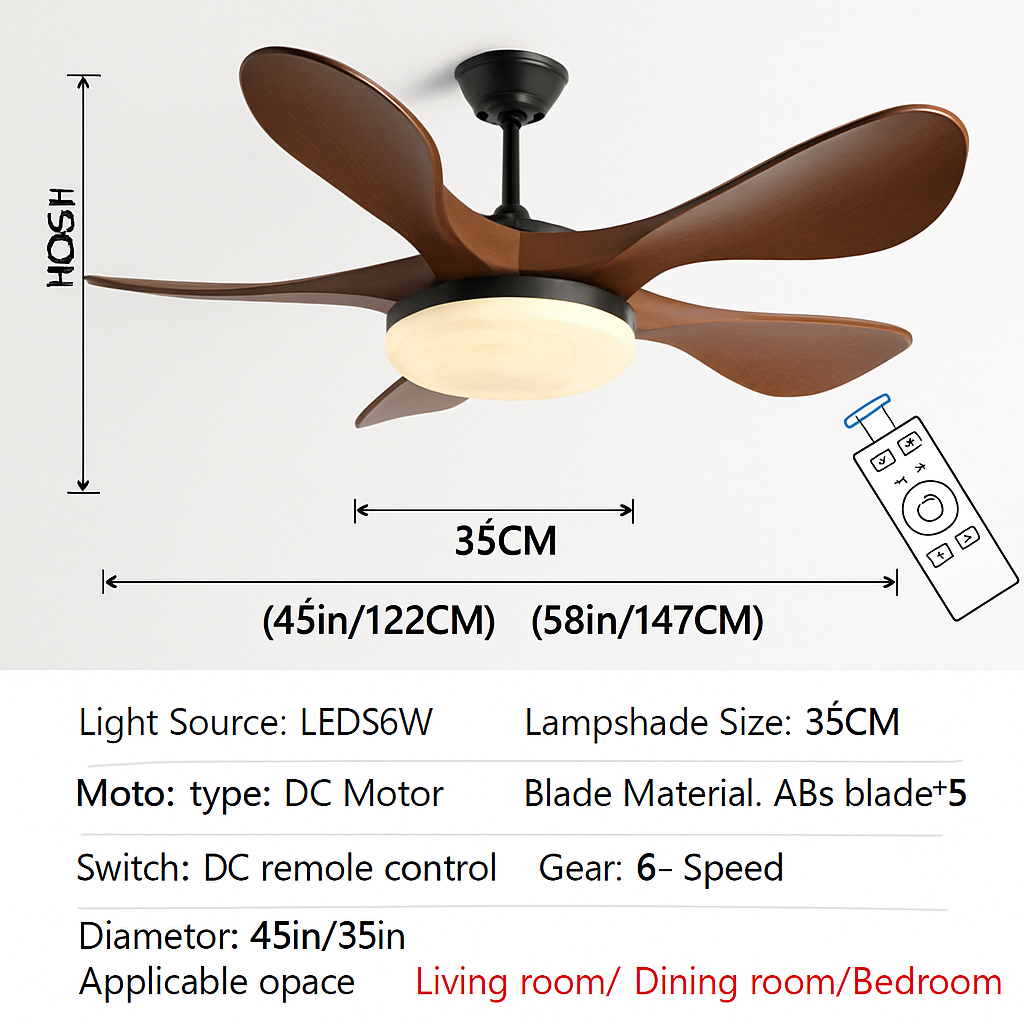 ventilateur de plafond moderne avec lumière et vents forts muet