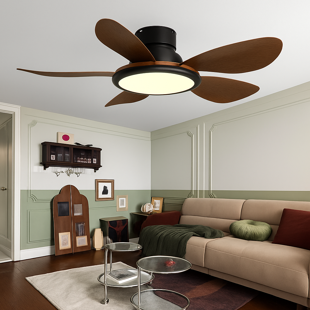 ventilateur de plafond moderne avec lumière led et télécommande