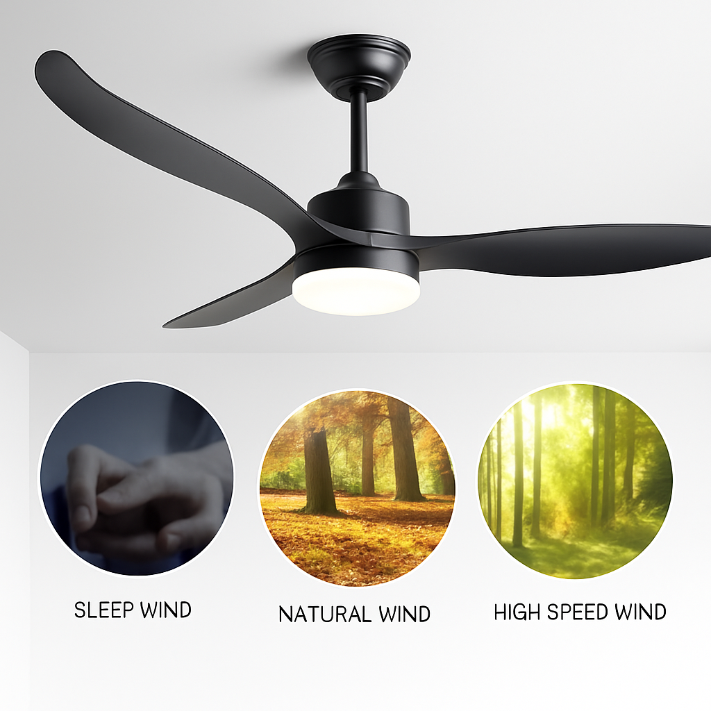 ventilateur de plafond moderne avec lumière led et télécommande