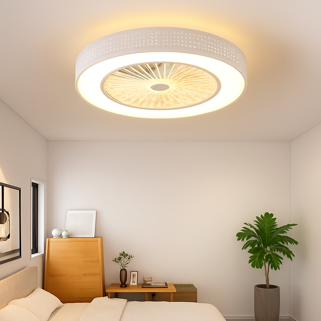 ventilateur de plafond moderne avec lumière led et télécommande