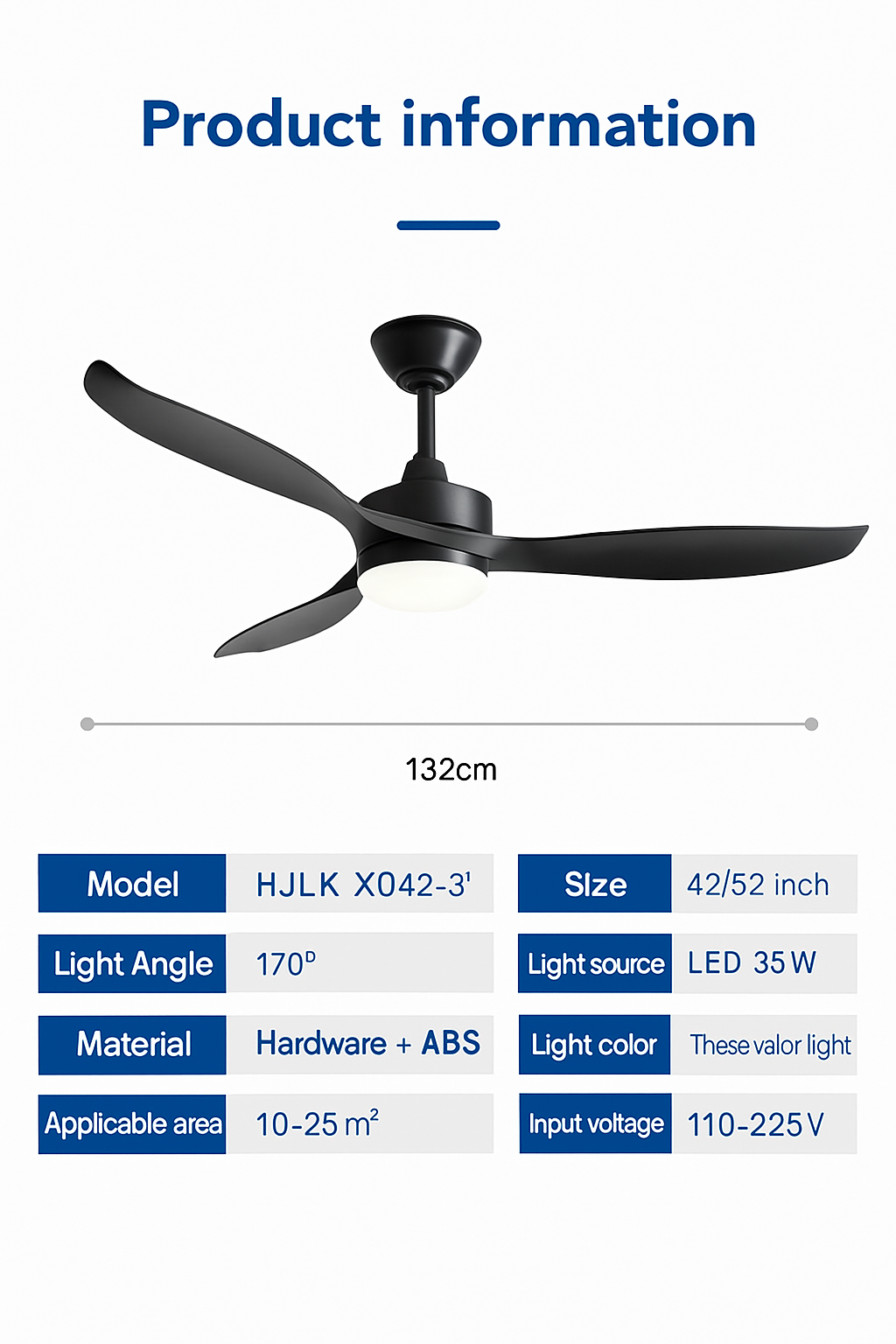 ventilateur de plafond moderne avec lumière led et télécommande