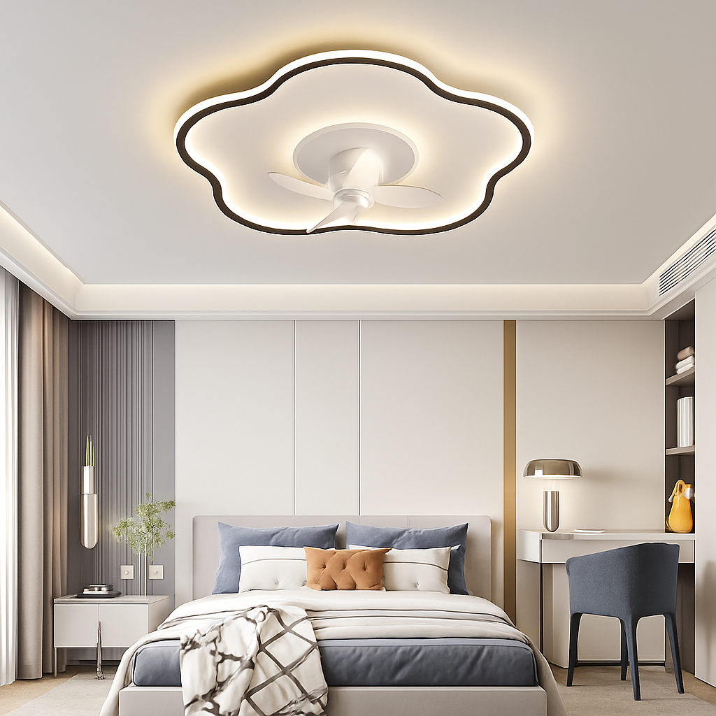 ventilateur de plafond moderne avec lumière led intégrée