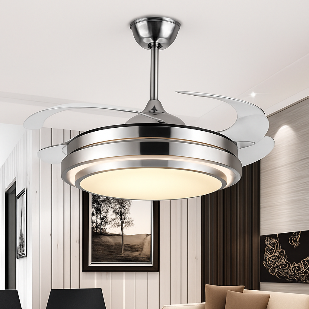 ventilateur de plafond moderne avec lumières et télécommande