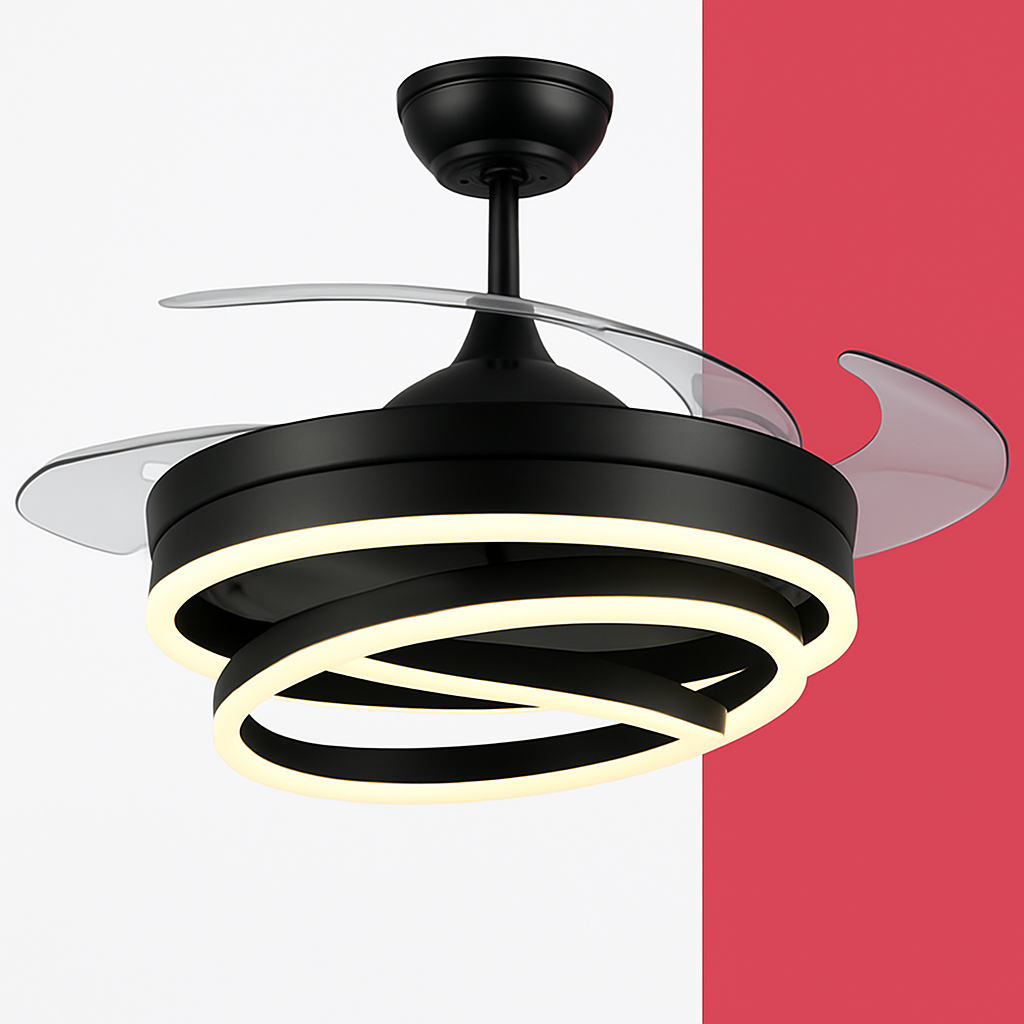 ventilateur de plafond moderne 	 avec lumières led télécommande rechargeable