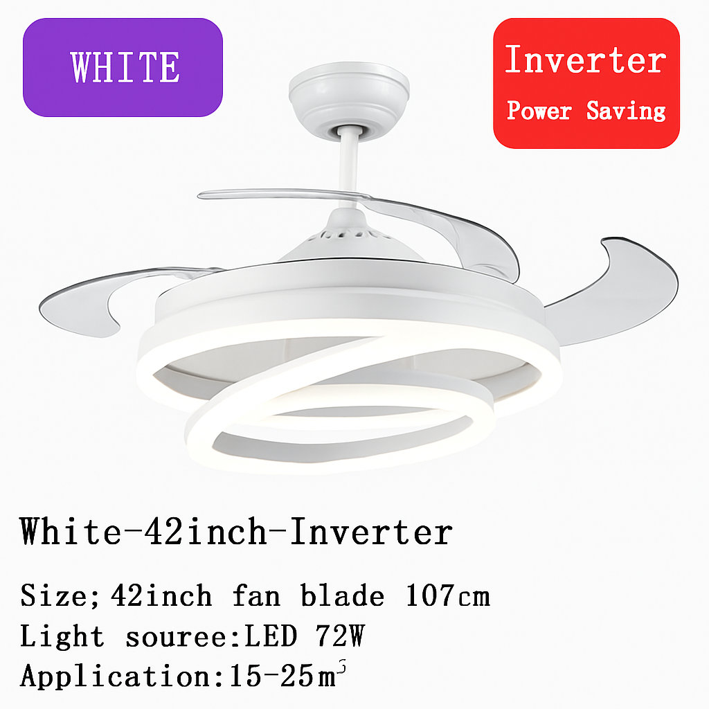 ventilateur de plafond moderne 	 avec lumières led télécommande rechargeable