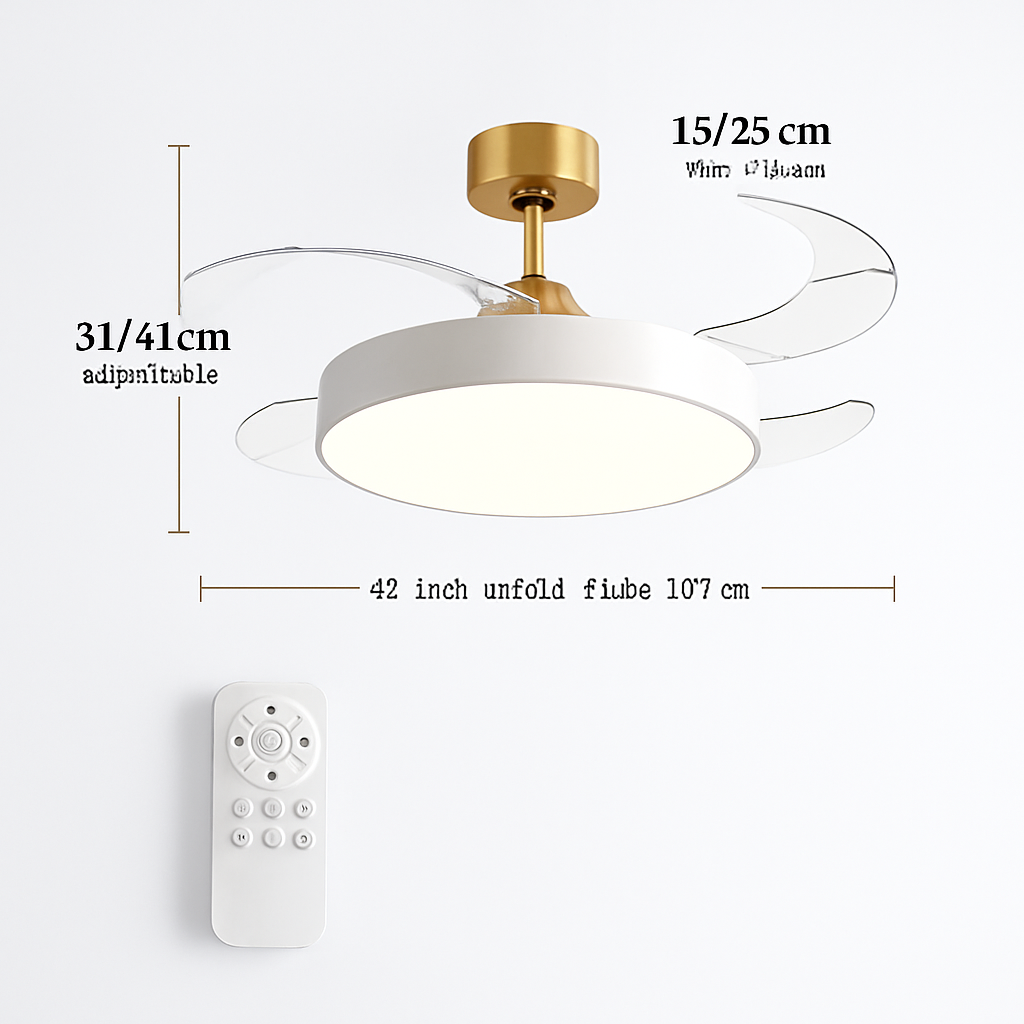 ventilateur de plafond moderne 	 avec lumières led télécommande rechargeable