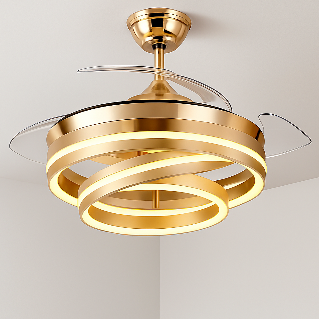 ventilateur de plafond moderne 	 avec lumières led télécommande rechargeable