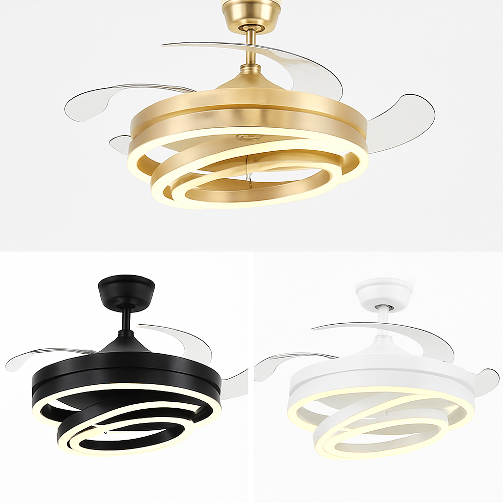 ventilateur de plafond moderne 	 avec lumières led télécommande rechargeable