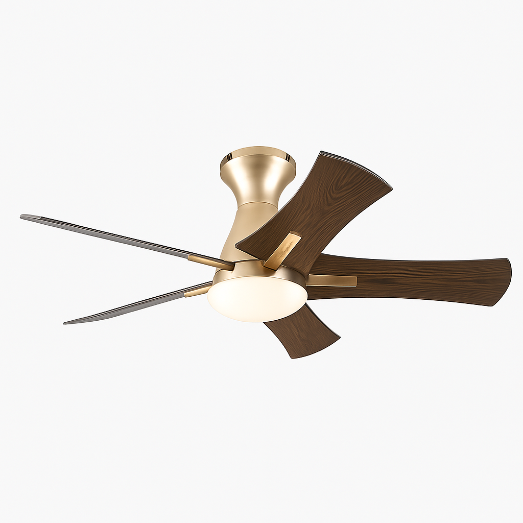 ventilateur de plafond moderne en bois avec télécommande et lumière
