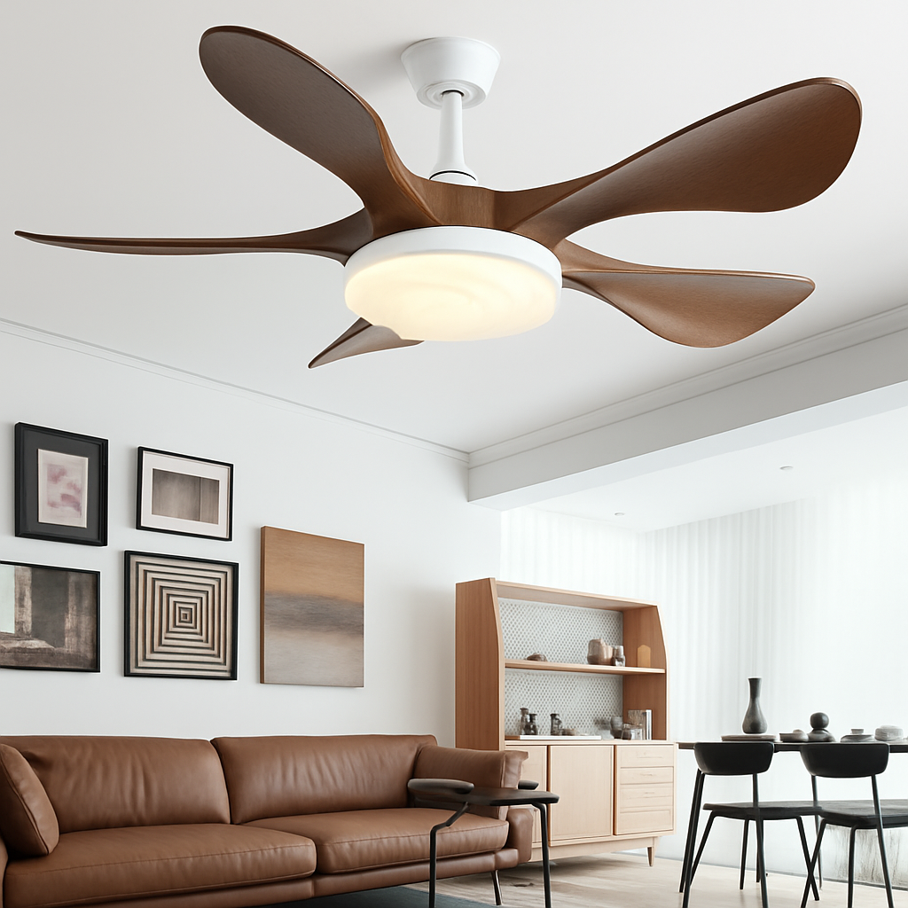 ventilateur de plafond moderne led avec lampe muet pour salon et restaurant