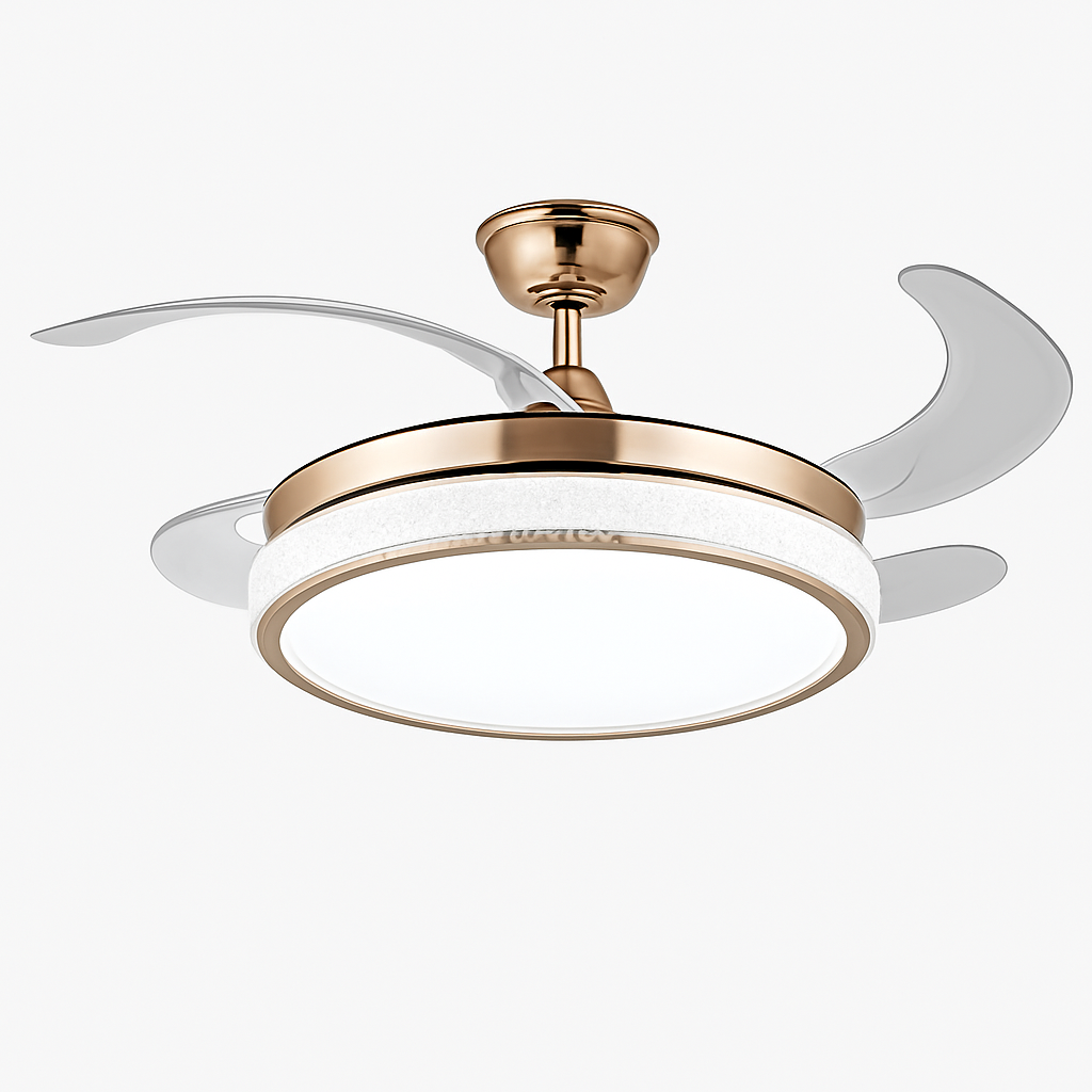 ventilateur de plafond moderne led intelligent avec 4 pales rétractables