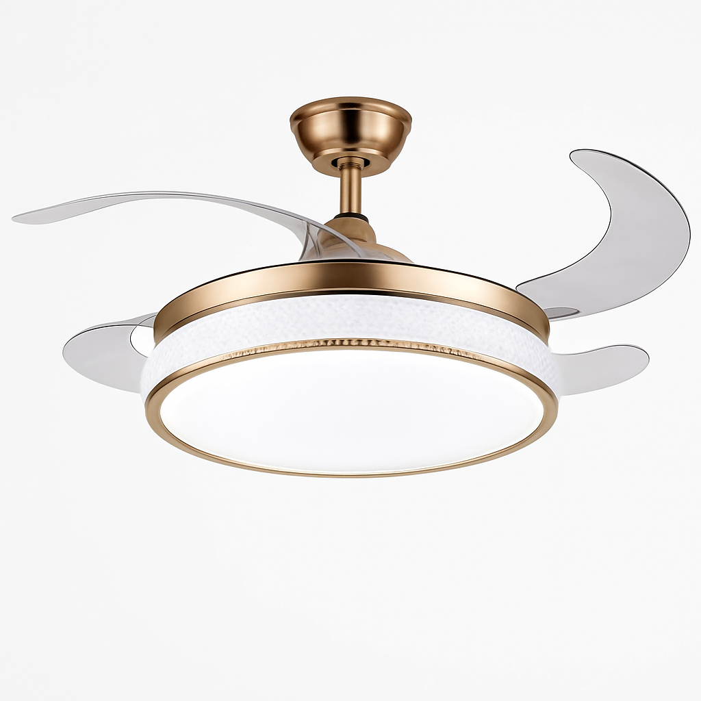 ventilateur de plafond moderne led intelligent avec 4 pales rétractables