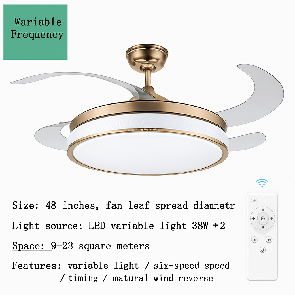 ventilateur de plafond moderne led intelligent avec 4 pales rétractables