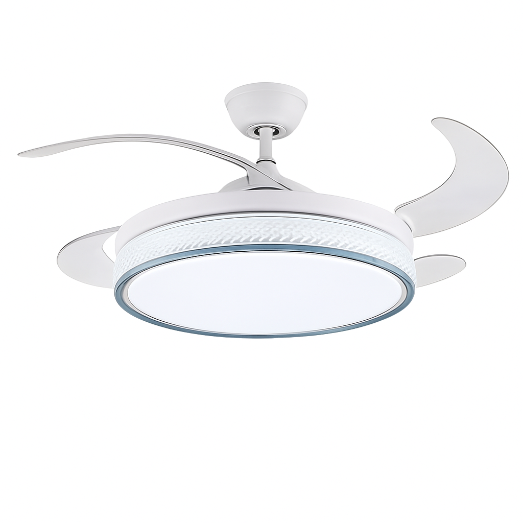 ventilateur de plafond moderne led intelligent avec 4 pales rétractables