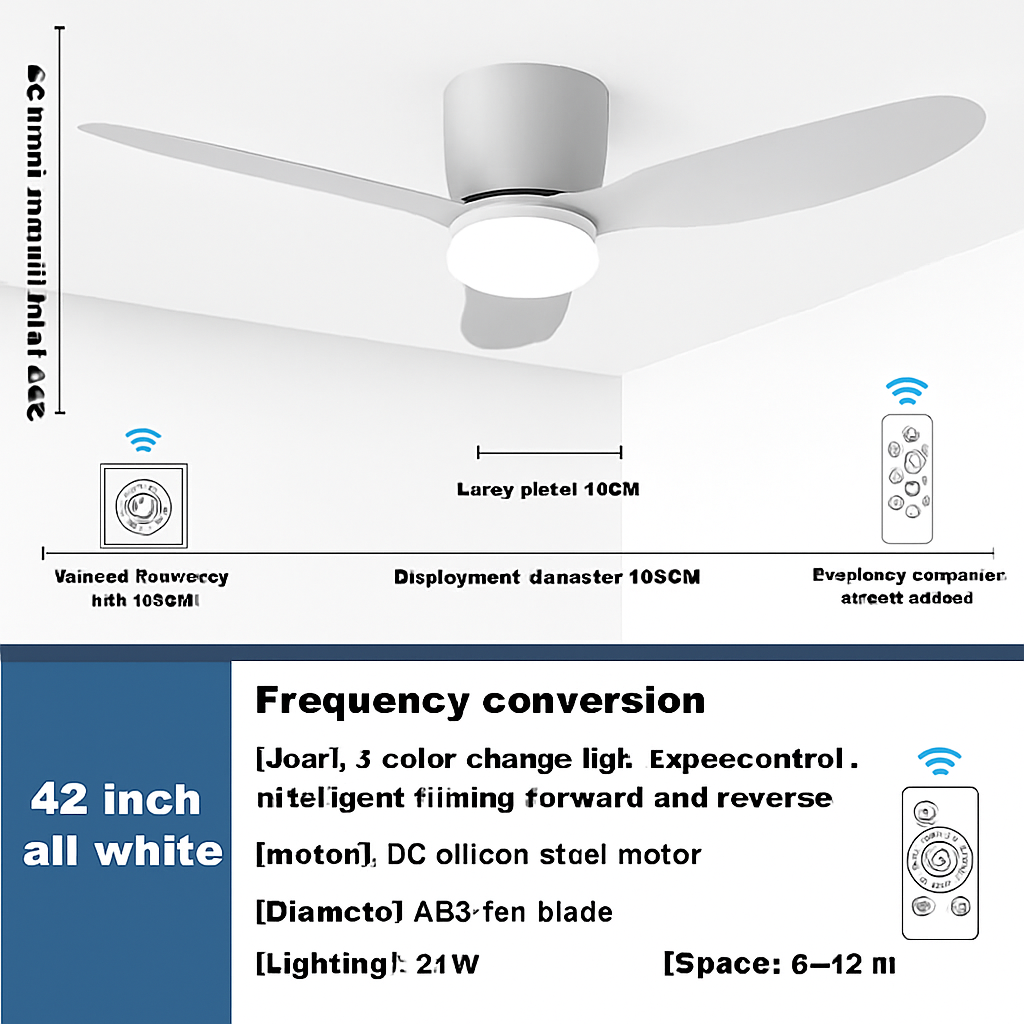 ventilateur de plafond moderne à led télécommande 6 vitesses éclairage intégré