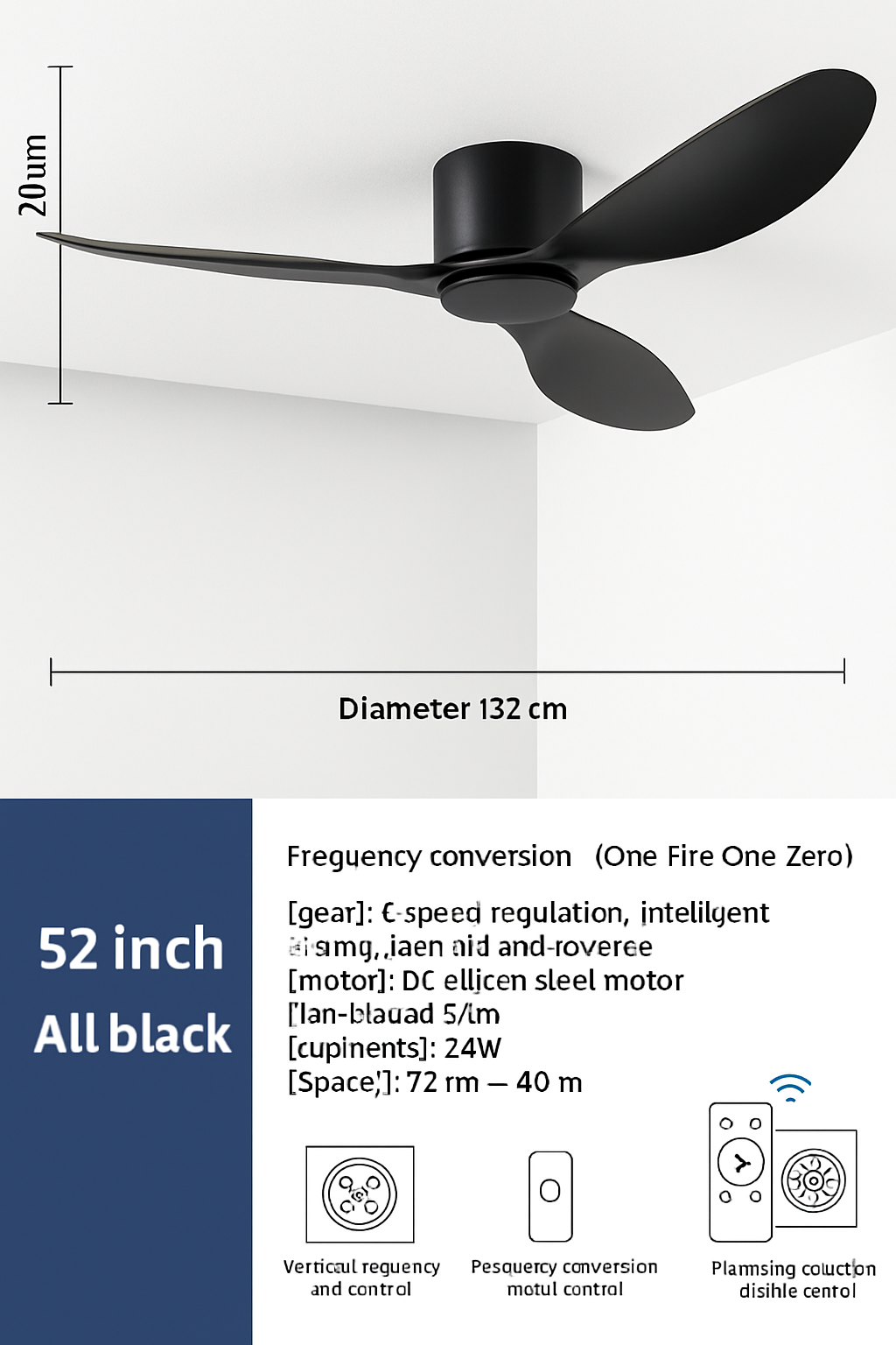 ventilateur de plafond moderne à led télécommande 6 vitesses éclairage intégré