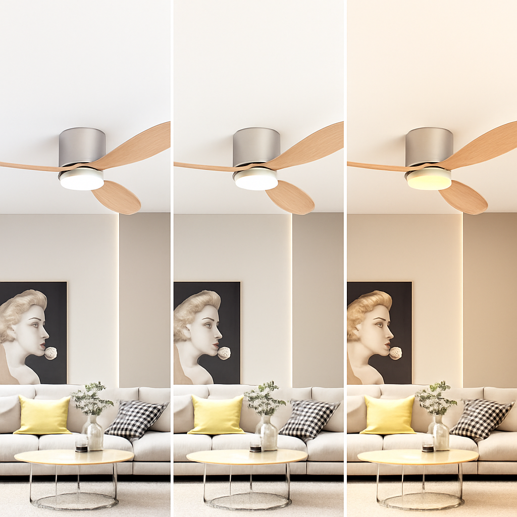 ventilateur de plafond moderne à led télécommande 6 vitesses éclairage intégré