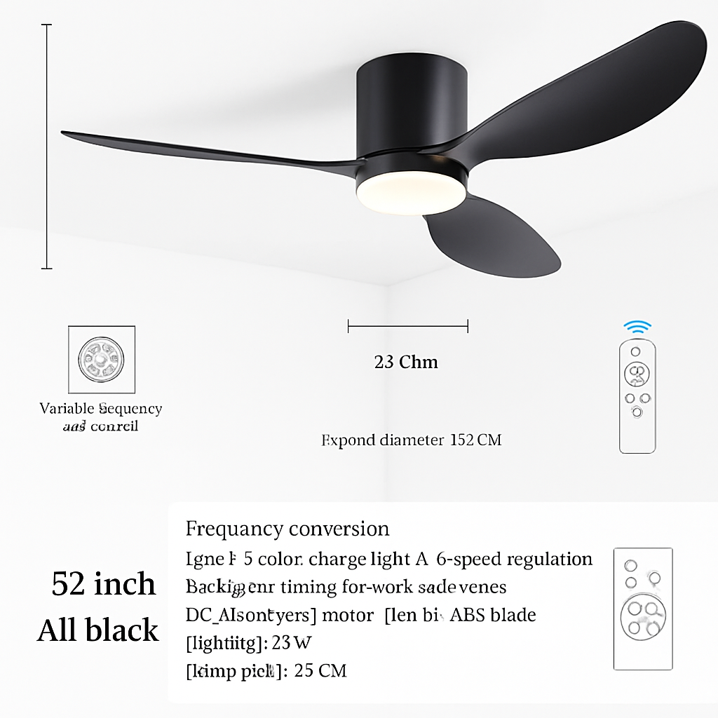 ventilateur de plafond moderne à led télécommande 6 vitesses éclairage intégré