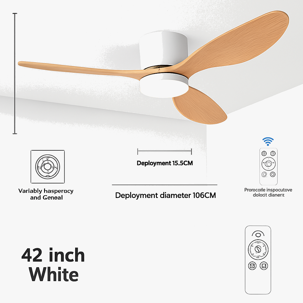 ventilateur de plafond moderne à led télécommande 6 vitesses éclairage intégré